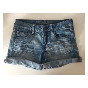 •AEO• “midi super super stretch” jean shorts